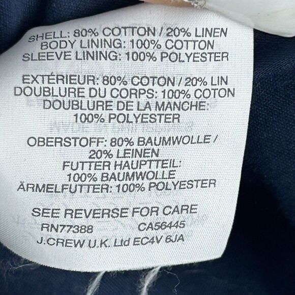 J. Crew size 4 blue linen Blend blazer jacket Women's One Button Relaxed Fit - Picture 7 of 7